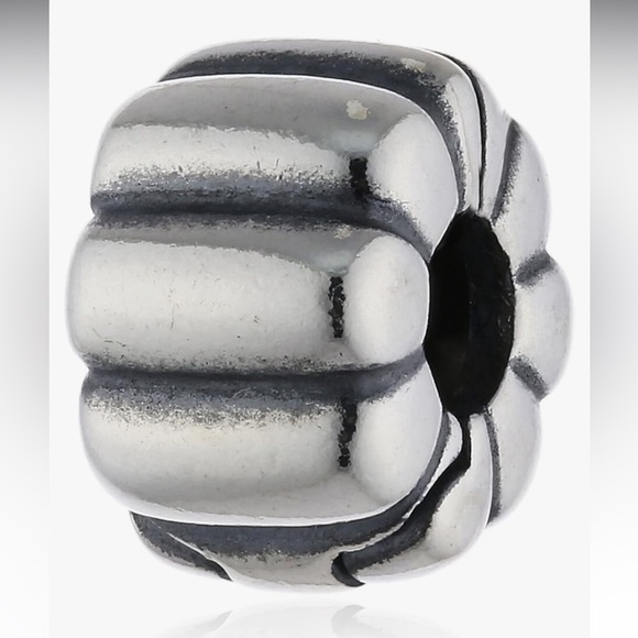 Pandora Sterling Silver Retired Grooved Clip Charm - Picture 2 of 3
